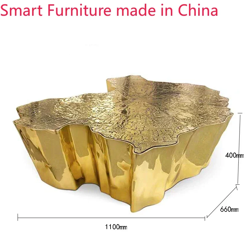 

Customized simple modern tea table small household stainless steel irregular root side table sample room light luxury tea table