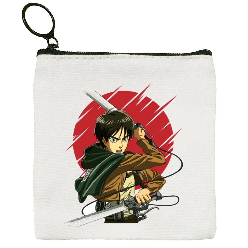 Attack on Titan Shingeki No Kyojin Levi Ackerman Canvas Coin Purse Coin Purse Collection Canvas Bag Small Wallet Zipper Key Bag