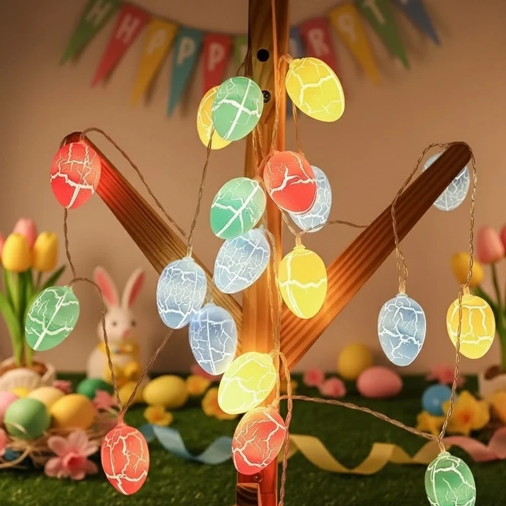 1-5PCS Cracked Egg Design LED Easter String Lights Holiday Decor for Party Birthday Yard Indoor Festival Celebration Lighting