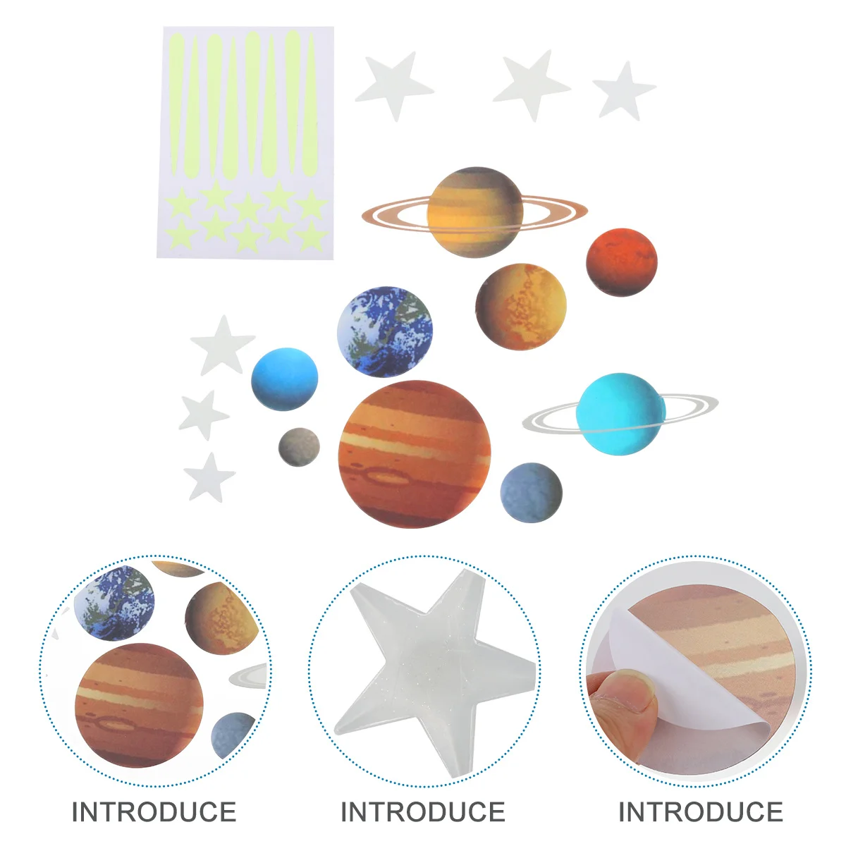 

Luminous Planet Sticker 2 Sheets Fluorescent Stickers Light Glow Night Easy Apply Window Glass Glowing Sticker