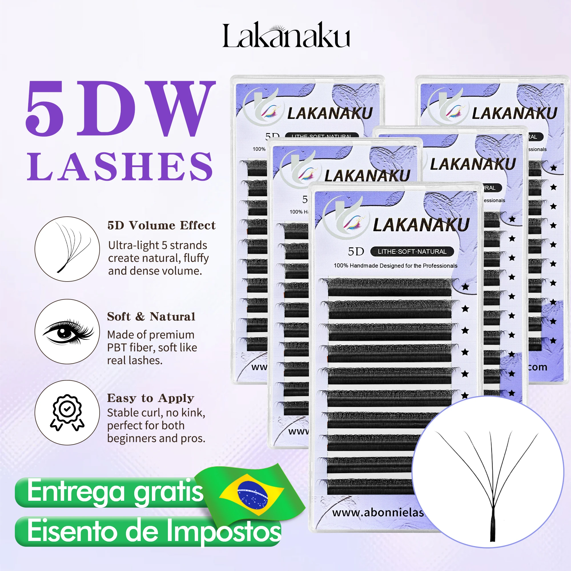 LAKANAKU Wholesale 5D W Shaped Eyelashes Extension 8 Trays Volumen Cilios Extensiones De Pestañaste Negro Profundo