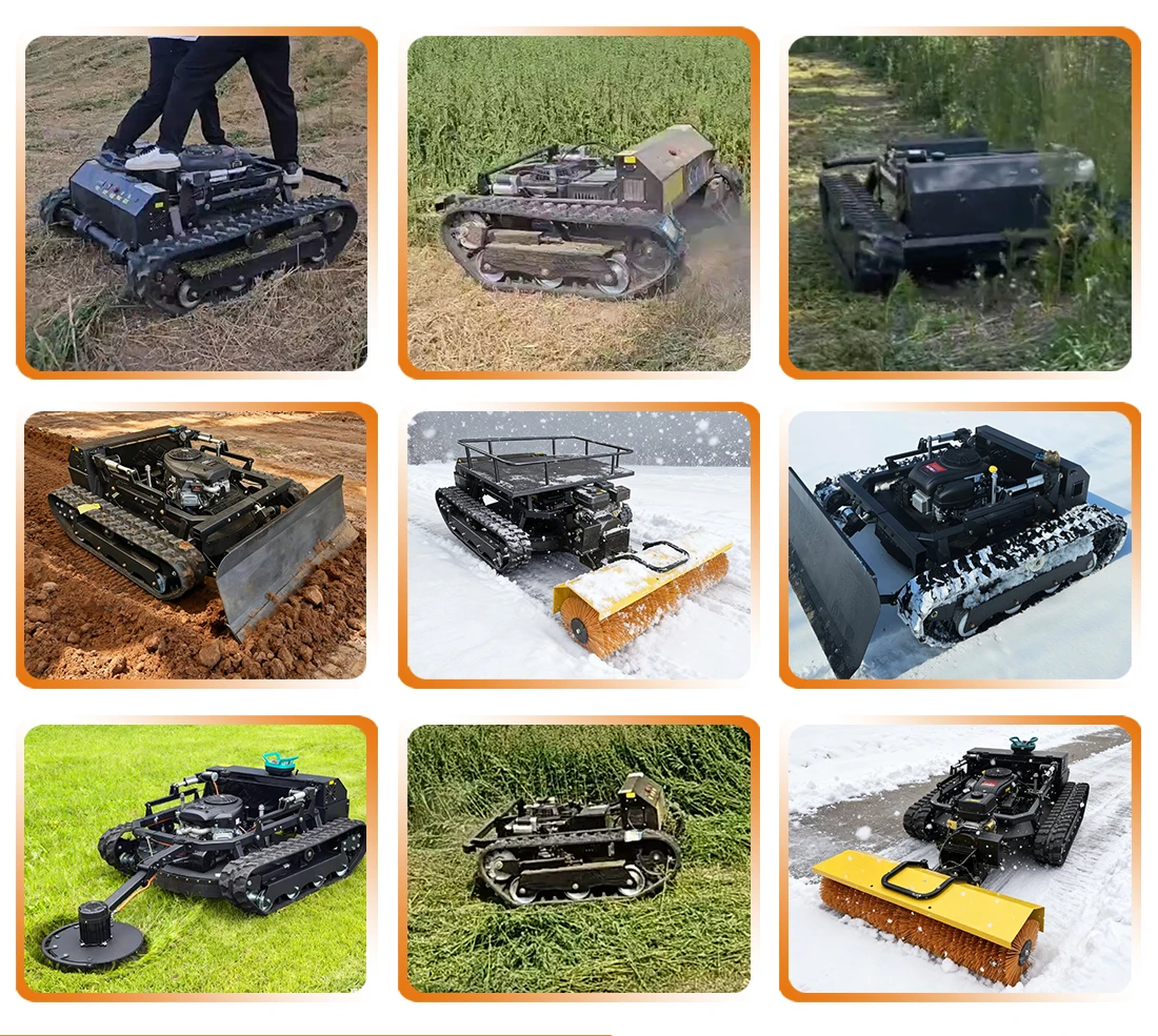 Прямые поставки с фабрики. Новейшая газонокосилка с дистанционным управлением 2025 года с насадкой для снегоочистителя, многофункциональная вездеходная машина.