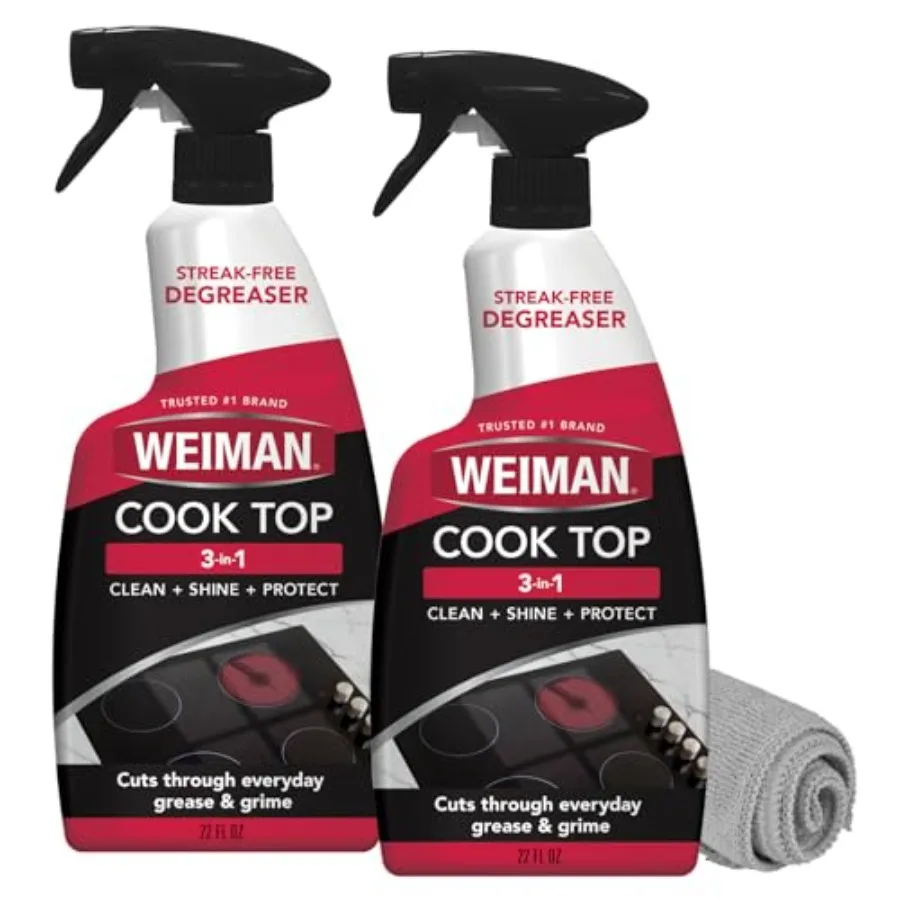 

Weiman 2-Pack Cooktop Cleaning Spray and Microfiber Cloth Cooktop and Oven Cleaner for Streak and Residue Free - Non-Abrasive D