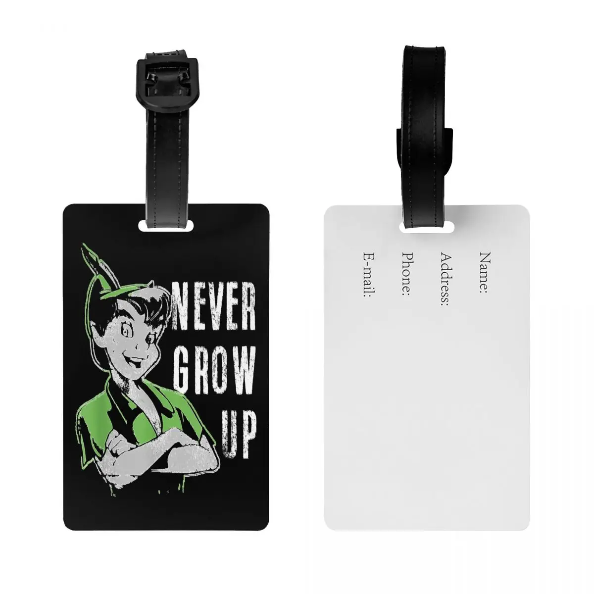 Peter Pan Never Grow Up Luggage Tag Travel Bag Suitcase Privacy Cover Name ID Card