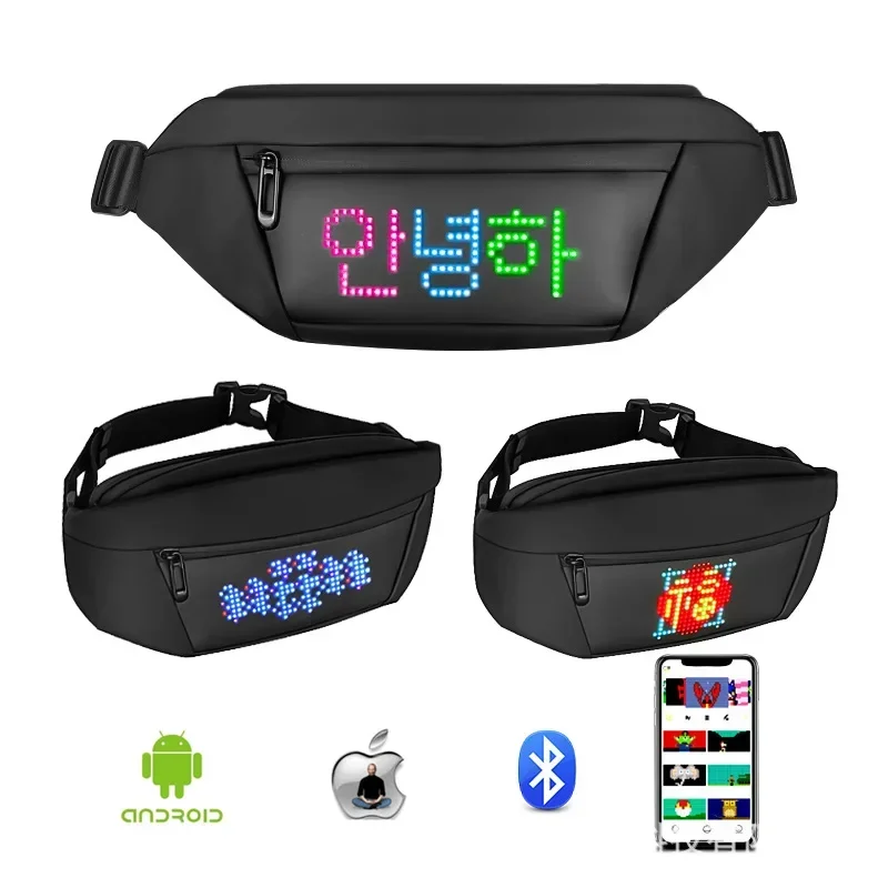 

GMPopular led backpack Bluetooth APP Oxford cloth men's and women's led fanny pack