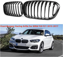 For BMW 1-Series F20 F21 2015 2016 2017 Kidney Raring Grille Glossy Black Grill 1Pair Car Front Bumper Sports Slat Grille