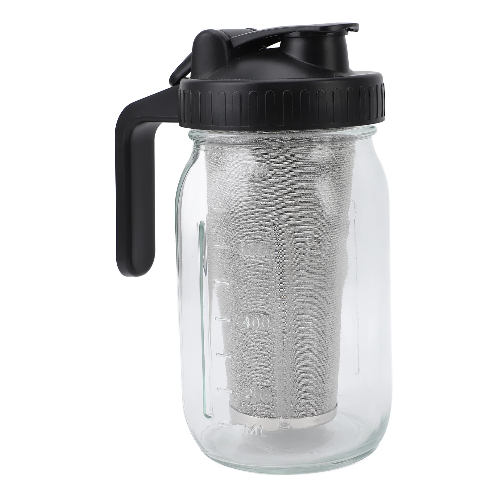 

1-галлонный кувшин для холодного заваривания кофе с фильтром из нержавеющей стали, толстое стекло, кувшин для кофеварки со льдом, банка с носиком и крышкой