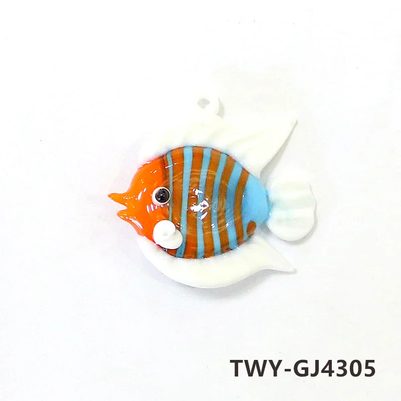 2PCS Colorful Cute Tropical Fish Mini Figurines Glass Pendants Fashion DIY Women\'s Jewelry Necklace Earrings Making Accessories