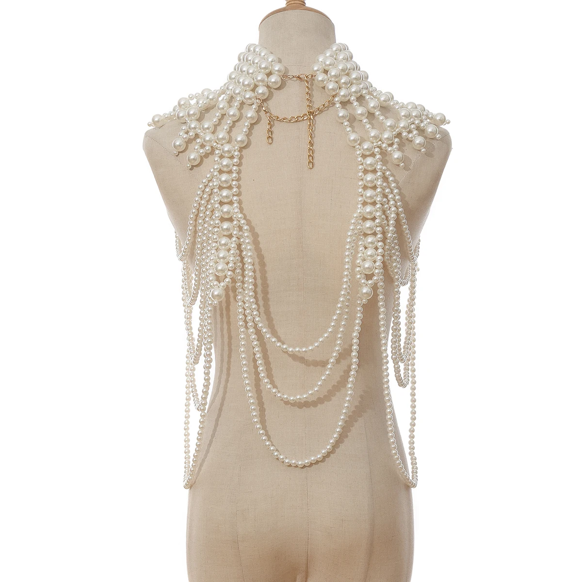 HP Pearl Necklace Handmade Beaded Luxury Dress Accessories Retro Party Body Chain Choker Women Jewelry image 5