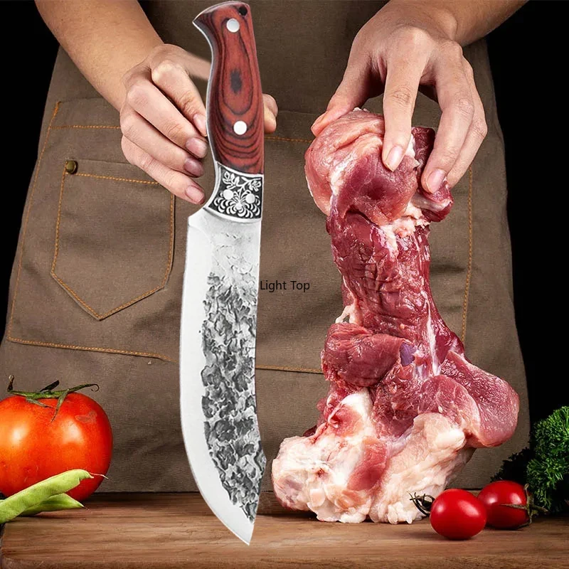 Kitchen Hand-Forged Knife Professional Boning Knife Meat Pork Cutting Sharp Blade Stainless Steel Butcher Knife  Wood Handle