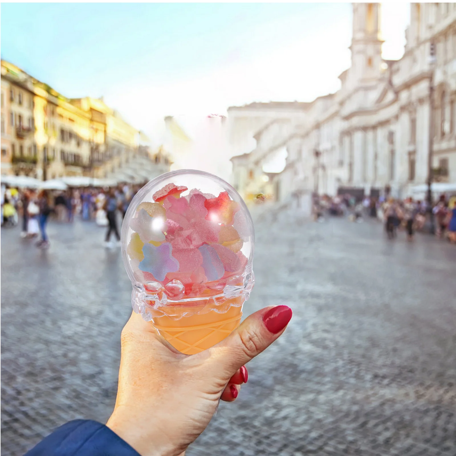 16 cajas de dulces con diseño de helado adorables, contenedores de plástico transparente para recuerdos de fiesta y golosinas especiales, color amarillo