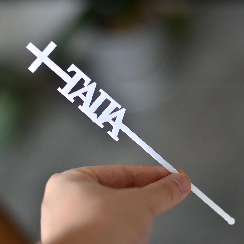 10/30/70 pezzi agitatori per bevande personalizzati battesimo croce acrilico stir stick swizzle stick plettri personalizzati nome carta decorazione di nozze