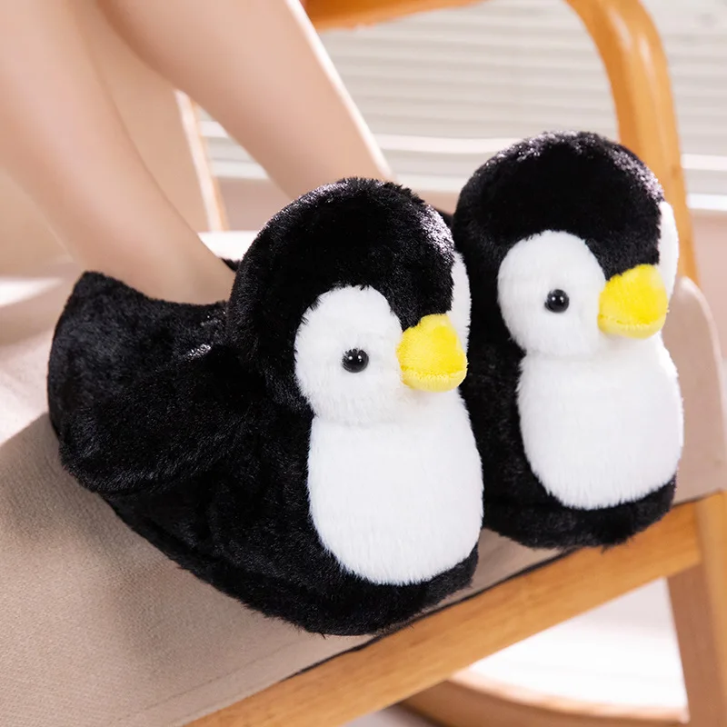 Women's Slip On Animal Warm Indoor Downy Slipper Boat Shoes Newest Fuzzy Penguin Slippers Woman Winter Adorable Home Floor Shoes