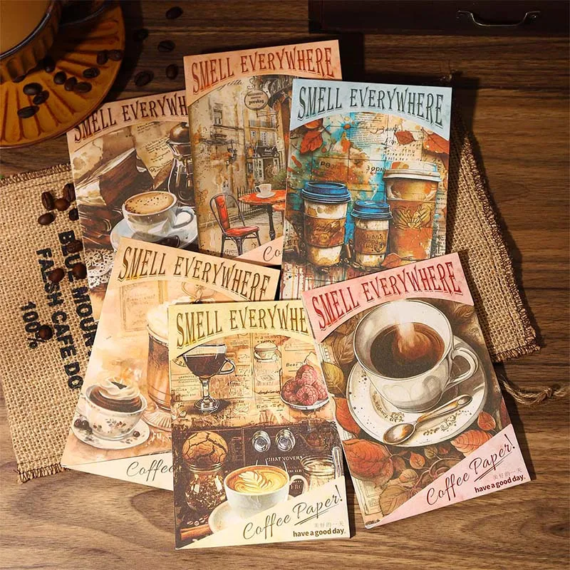 30 pcs Coffee Theme Vintage Scrapbooking Material Background Paper DIY Collage Decor Aesthetic Stationery Journaling supplies