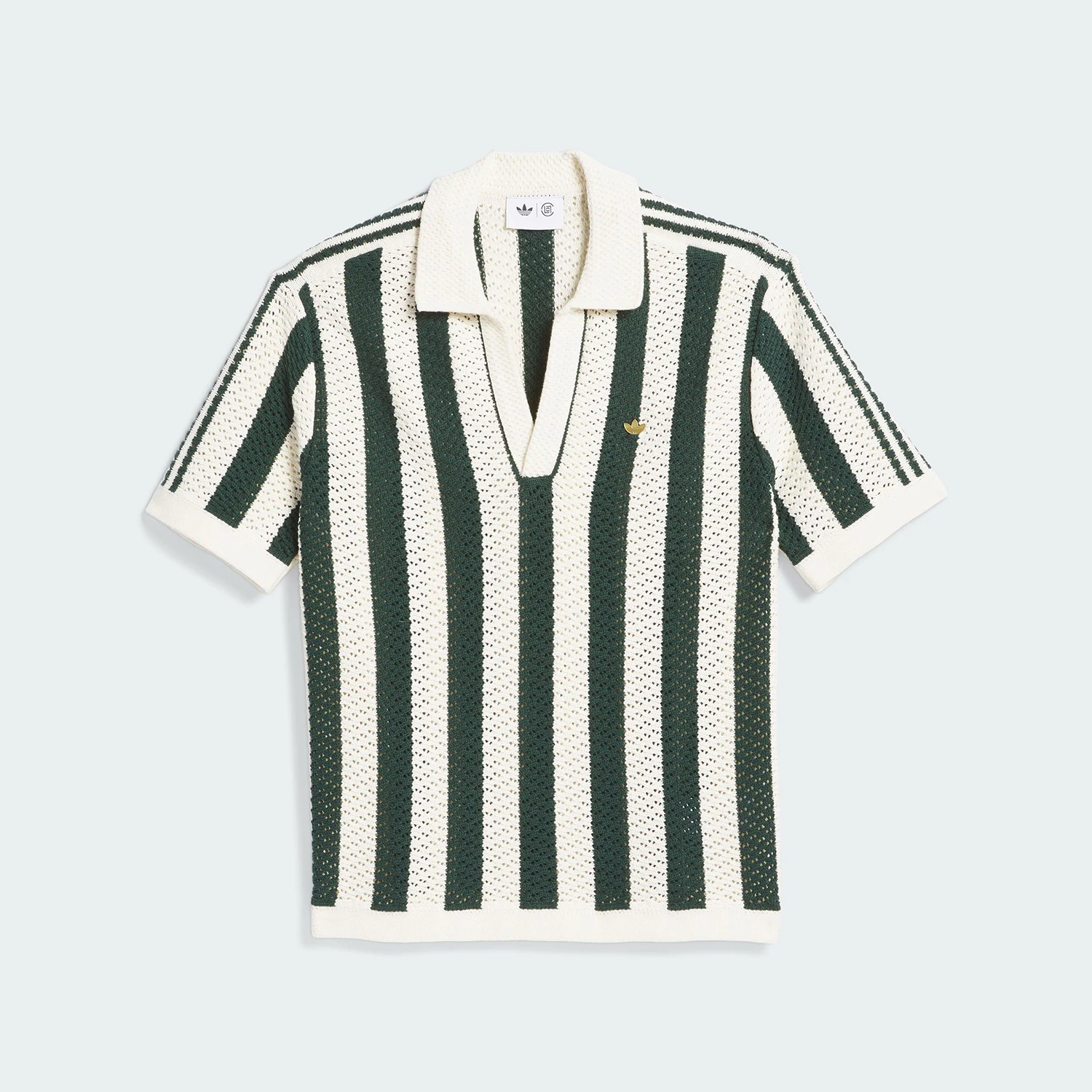 Adidas Originals Authentic Trefoil Men's and Women's Sports Striped Knitted Breathable Short Sleeve JP1615