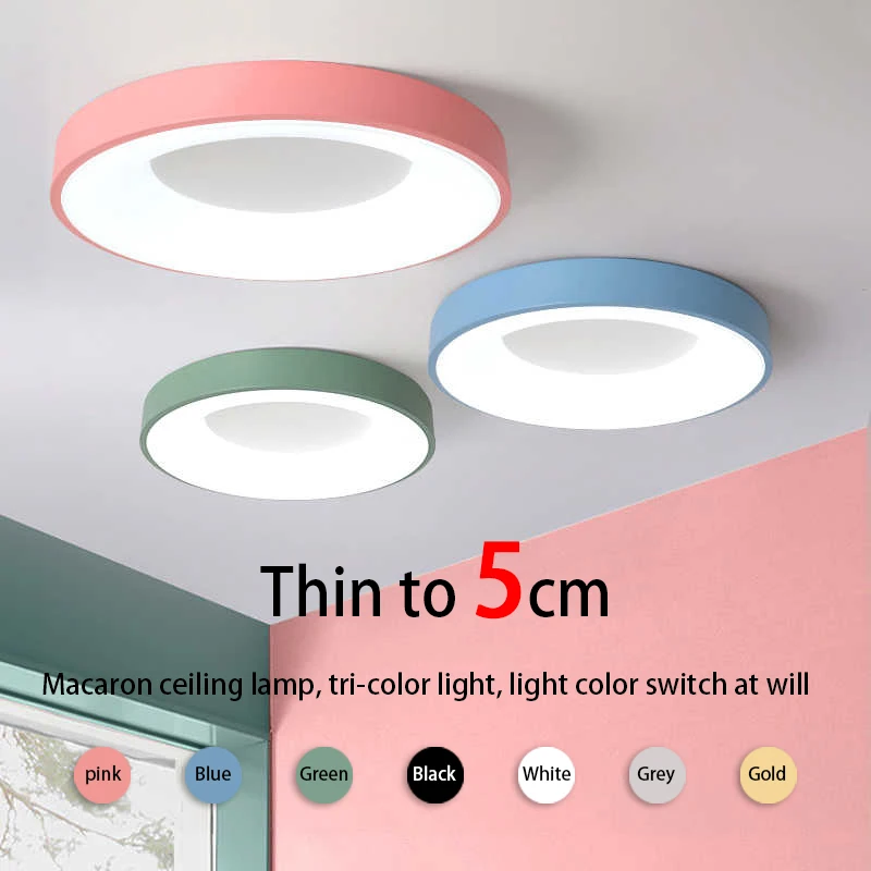 LED Ceiling Light Nordic Macaron Circular AC85V-265V Dimmable Bedroom Corridor Study Balcony Children's Room Home Light lighting