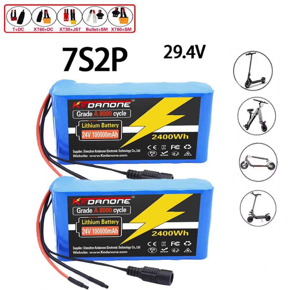 

Original 100Ah 7S2P Li-ion RechargeableBattery Pack 25.2V for Electric Scooter Battery Replacement Suitable for 29.4V Scoote