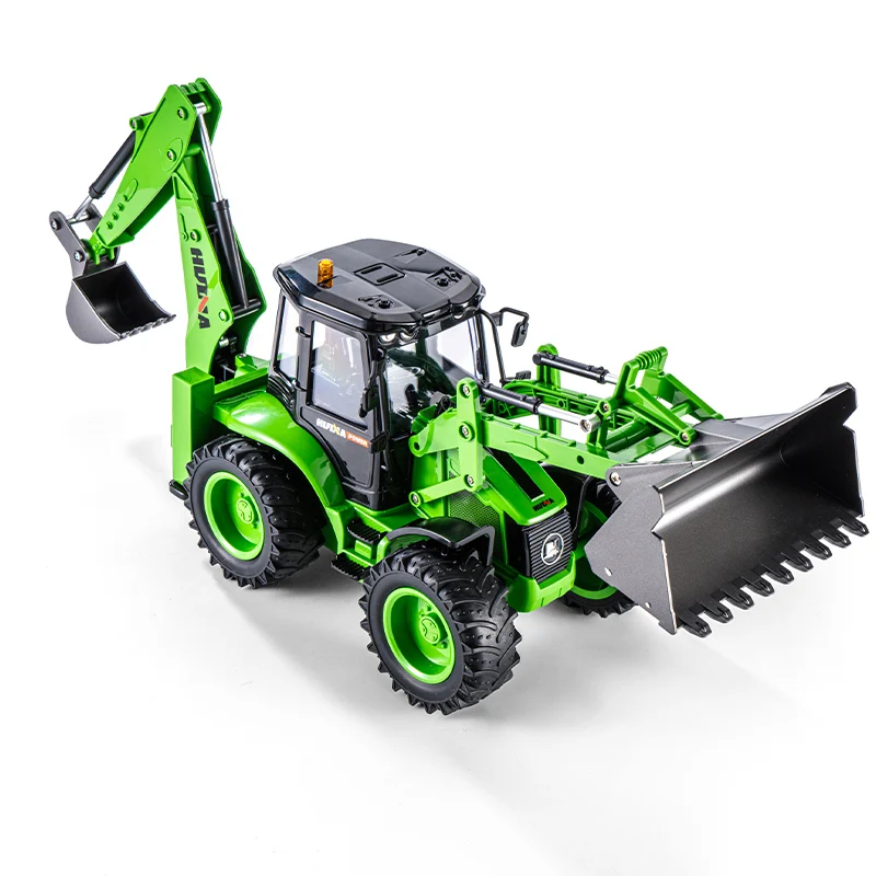 Huina 1:24 RC Cars เก้าช่องรีโมทคอนโทรล Excavator Loader 2-Way รถเสียงแสงจําลองวิศวกรรมรถของเล่นเด็ก