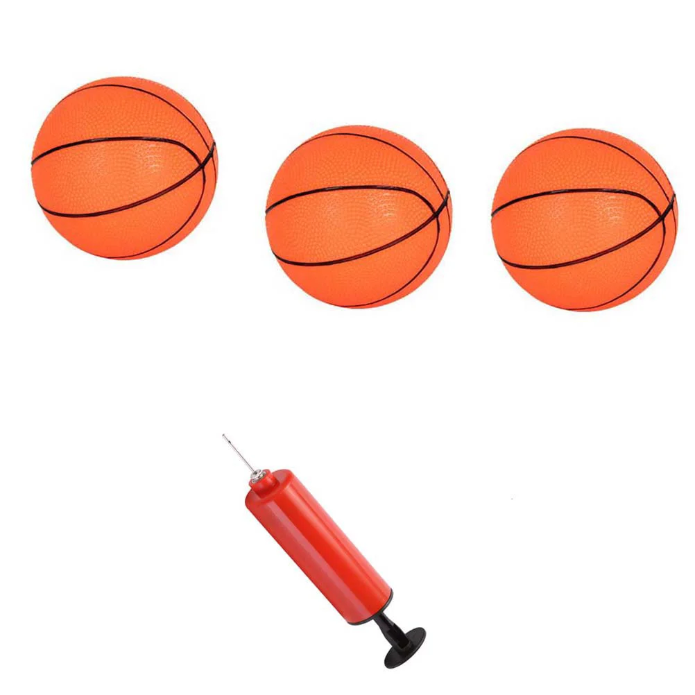 1 Set of 9Pcs Sports Supplies Set Mini Sports Balls Inflatable 4-inch Orange Basketballs with Red Inflator (8Pcs Orange Basketba