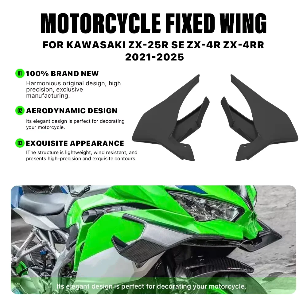 Motorcycle Front Fairing Fixed Wing Spoiler For Kawasaki ZX-4RR ZX-4R ZX4R ZX4RR ZX-25R/SE 2020-2025 Aerodynamic Side Winglet