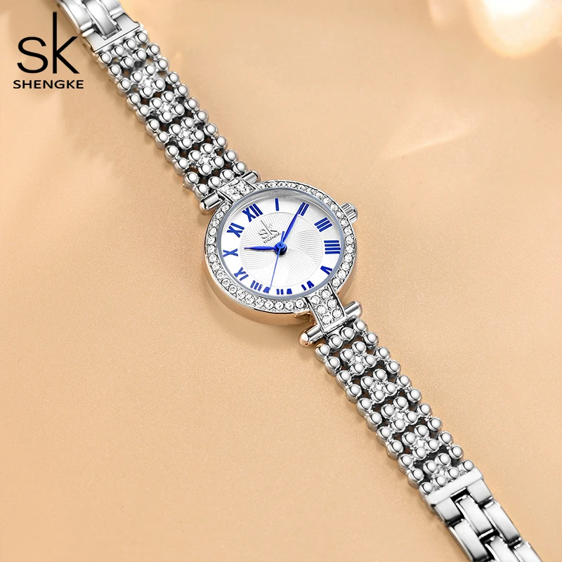 Shengke Fashion Ladies Watches Waterproof Top Brand SK Quartz Silver Clock Women Elegant Design Dress Wrist Watch Reloj Mujer