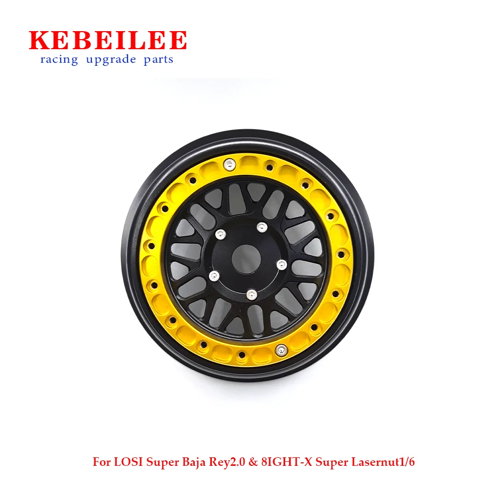 KEBEILEE CNC Alu Bead Lock Wheel Black For LOSI SBR 2.0 1/6 & 8IGHT-X Super Lasernut 1/6