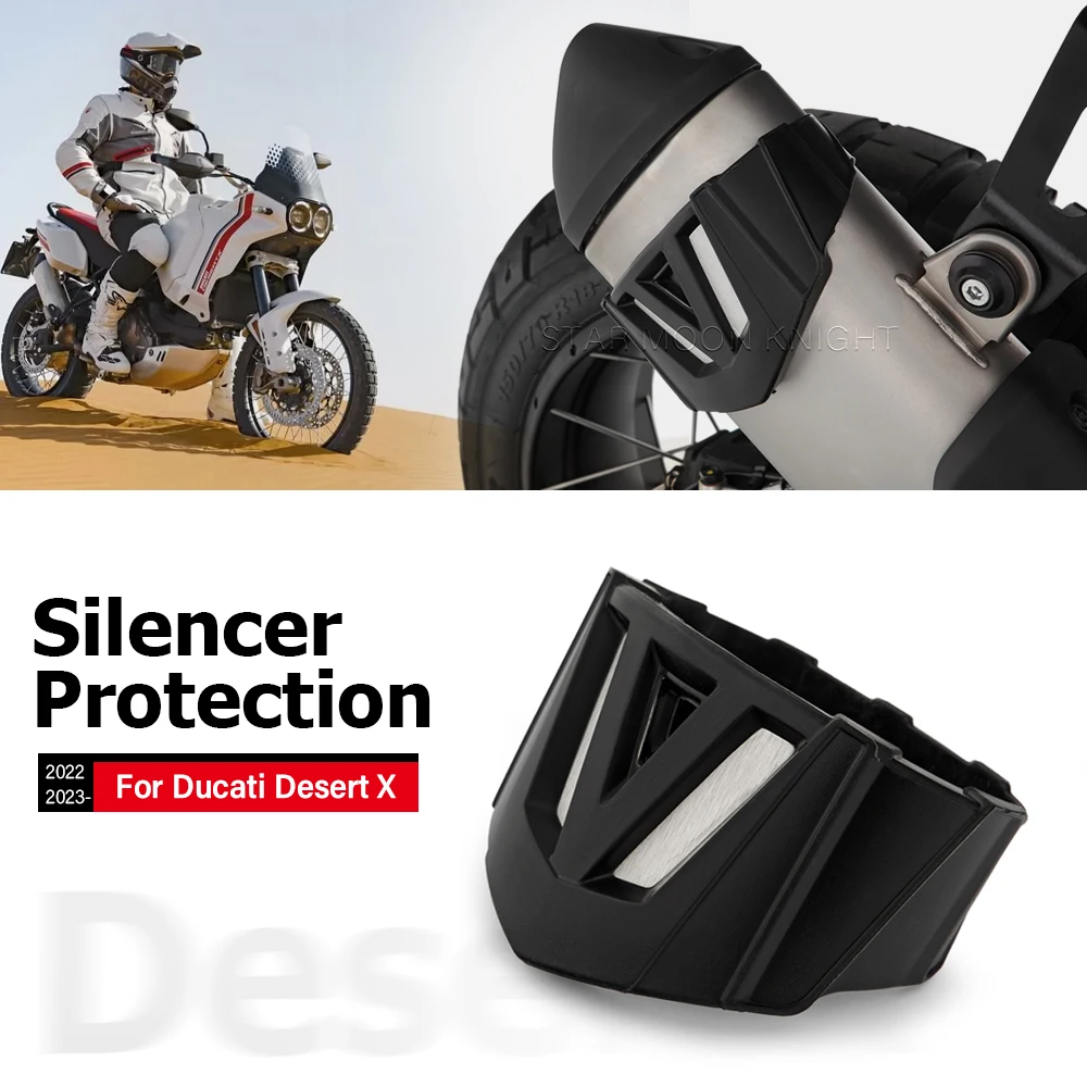 Rear Silencer Protection Cover Rear Exhaust Pipe Muffler Guard For Ducati Desert X DesertX 2022 2023- Motorcycle Accessories