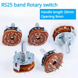 5Pcs RS25 Band Switch 2P4T 2P5T 2P6T 3P3T 3P4T Mount Rotary Switch Selector Band Pole Position Knob