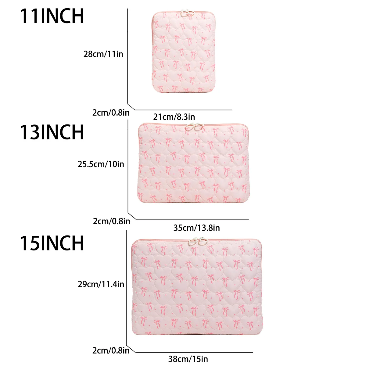 حافظة كمبيوتر محمول مبطنة على شكل قلب أنيقة مع طباعة فيونكة مقاس 11/13/15 بوصة حافظة واقية خفيفة الوزن مقاومة للصدمات للعمل المكتبي يوميًا #2