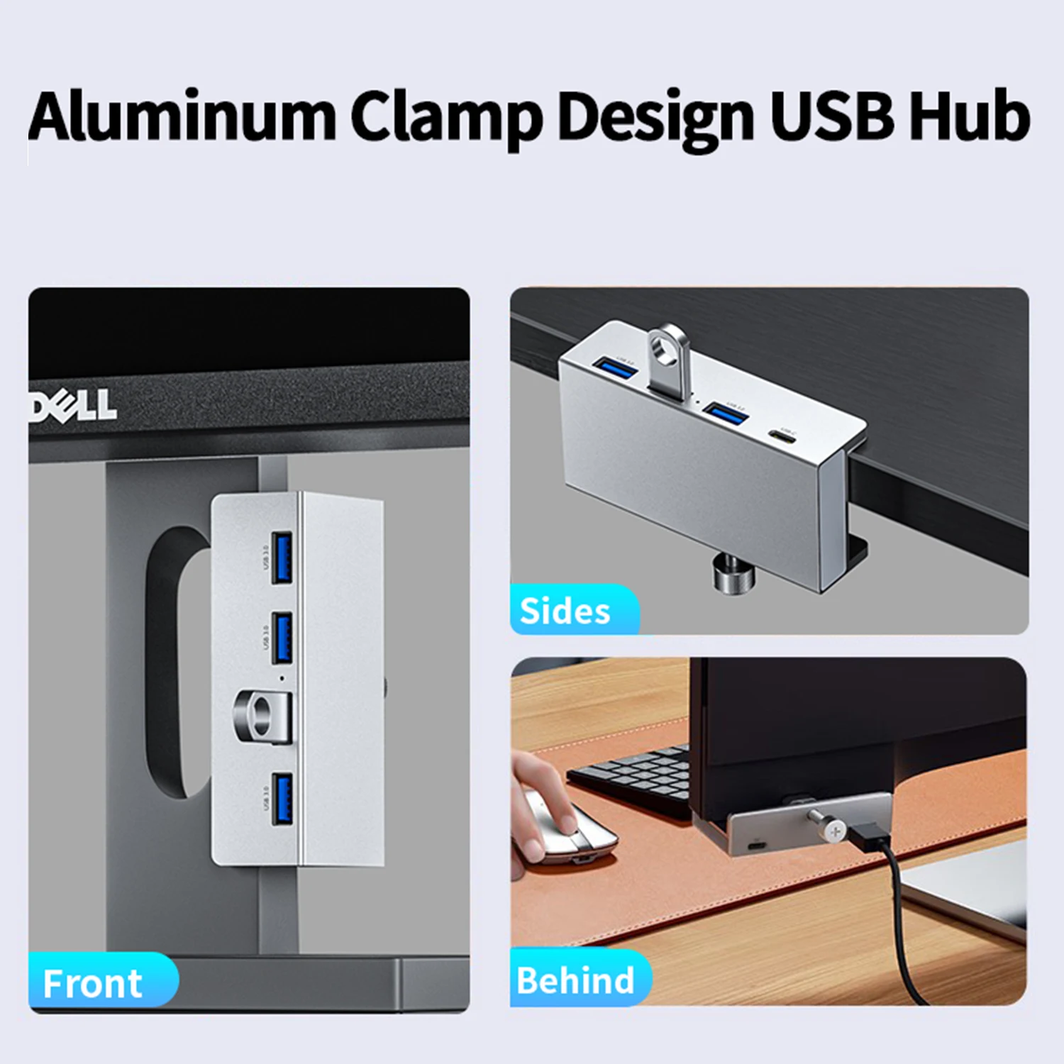 Aluminium Clip HUB 5Gbps High Speed 6Ports USB 3.0 Type C SD/TF 3.5MM USB Splitter Docking Station Expander for Laptop Computer