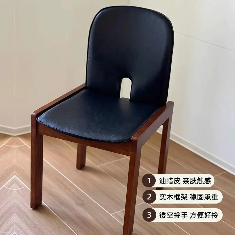 Italian minimalist, black design dining chair, medieval wabi-sabi island, solid wood backrest