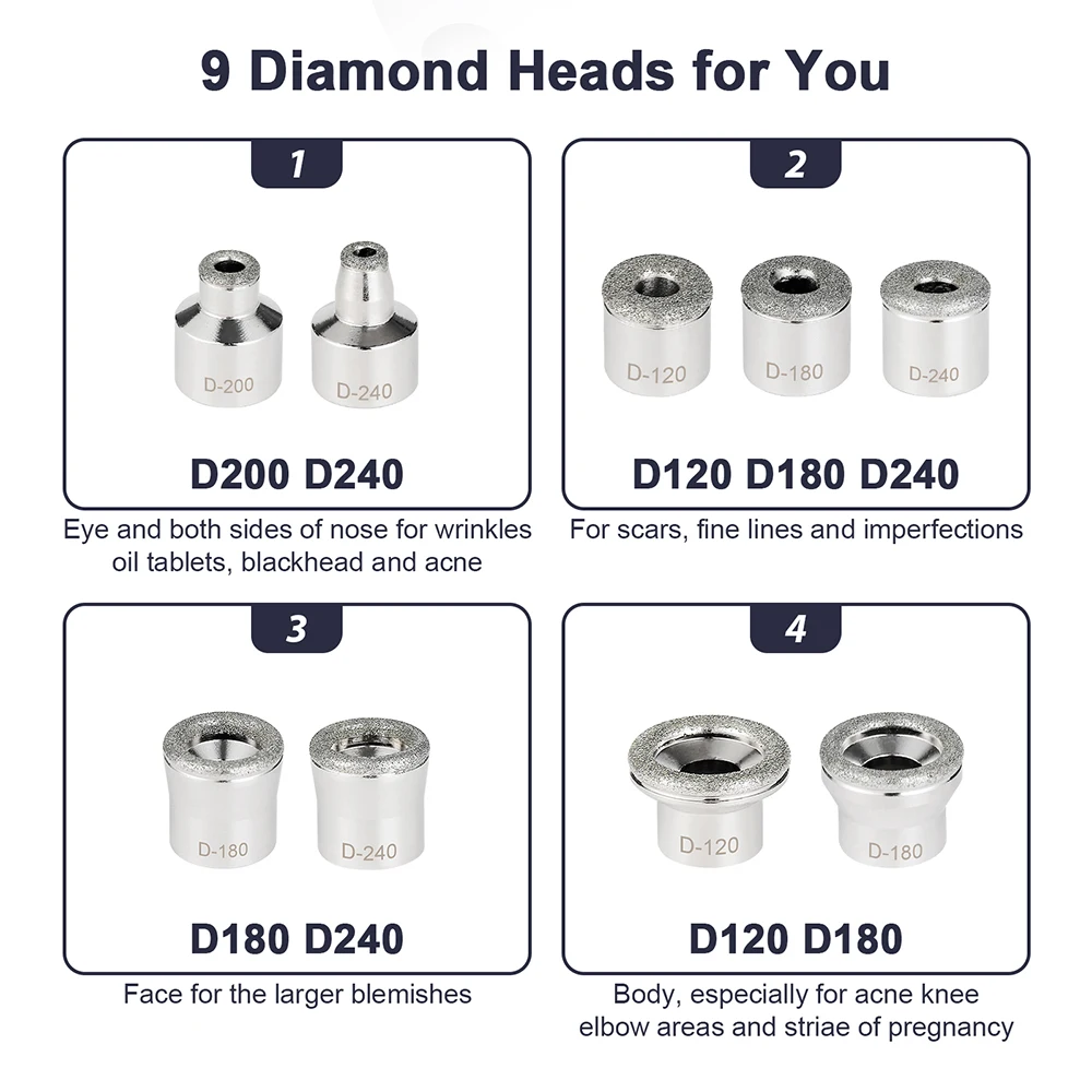 Máquina de microdermoabrasão de diamante 60kpa, potência de sucção, remoção de cravo, dispositivo profissional de limpeza profunda facial, uso doméstico