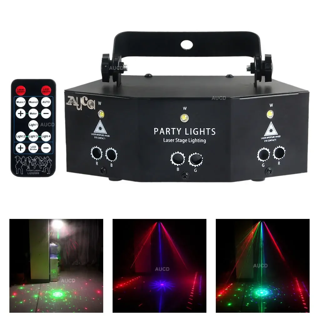 

RGB Disco Lamp DJ Beam Laser Light Projector DMX Remote Strobe Stage Lighting Wedding Xmas Party Halloween Lights 9 EYE