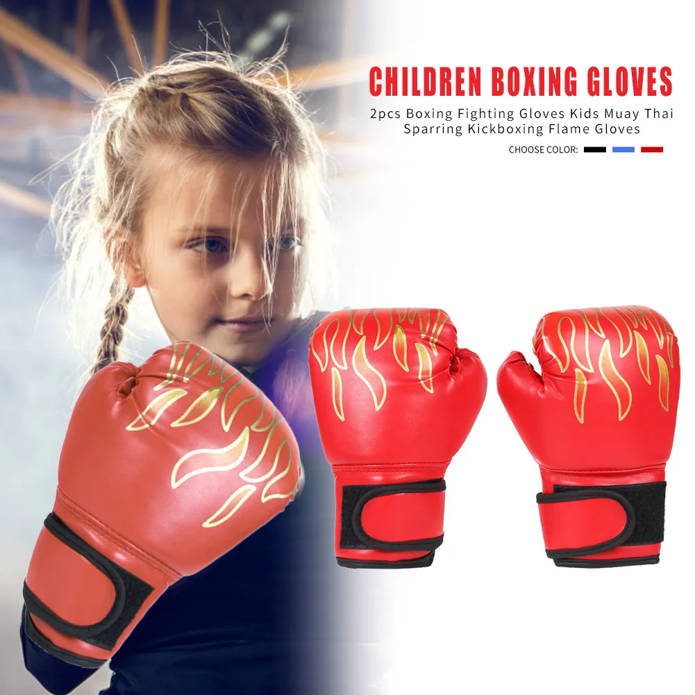 

2Pcs Kids Boxing Gloves PU Leather Muay Thai Mitts Breathable Fighting Mitts Taekwondo Mitts for Punching Bag