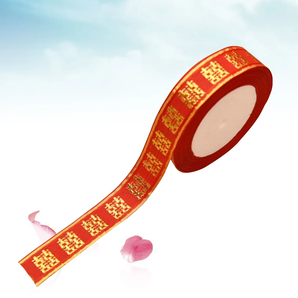 

Soft Wedding Ribbon Red Color For Gift Packaging Decorative Chinese Character Ribbon Crafts Party Hair Bow Home Decoration