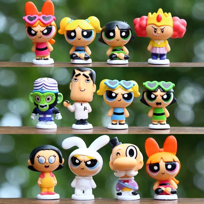 12PCS Hot Anime The Powerpuff and Girls Series Exquisite Model Cute Cartoon Role Creativity Model Desktop Toy Birthday Gift view 2