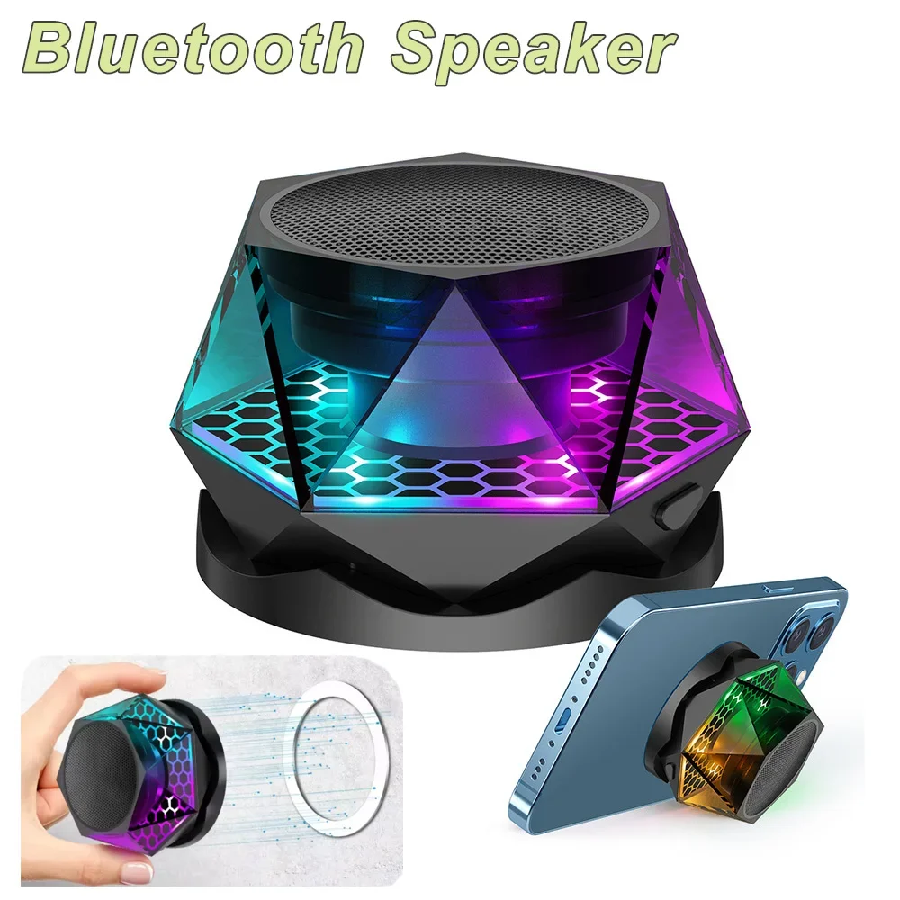 Creative Bluetooth Speaker Mini Sound Box with Gradient 4 RGB Colors TWS Hands-free Calling Magnetic Phone Stand Caixinha De Som