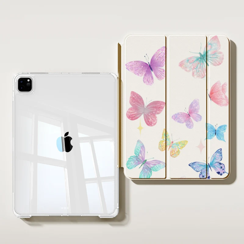 EGYAL Tablet Case for iPad A16 2025 Air 7 13 M3 Butterfly Case for iPad 10th 10.9 2024 Pro 11 13 Case for Air 4 5 Funda