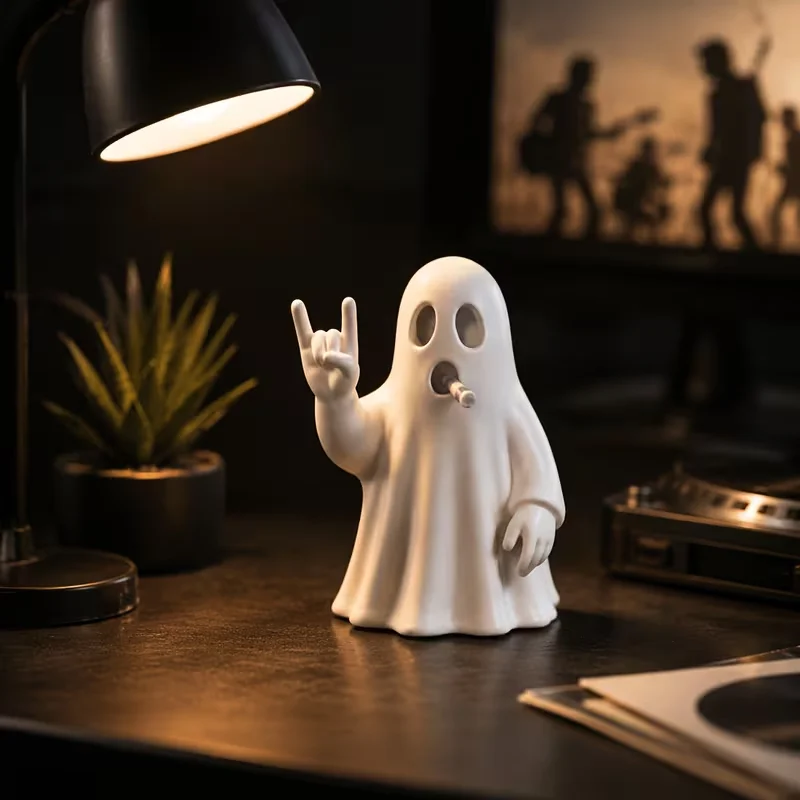 3D Printed Rock Hand Ghost Cartoon Figurine Desktop Decor Rock Fan Gift Bedroom Mini Table Home Display