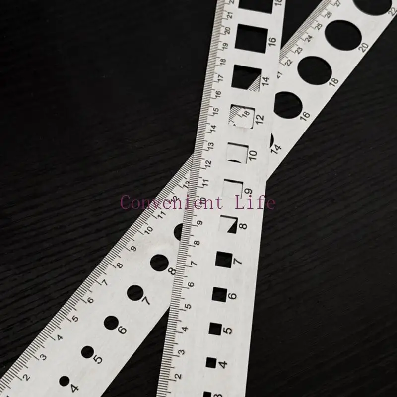 L1EE مسطرة قياس معدنية عملية قطع مربعة مستديرة 0.5 مللي متر دقة أداة مقاومة الصدأ للمقاولين المعماريين #1