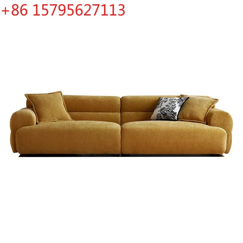 

Italian modern cream fabric valley sofa small apartment straight row fabric sofa