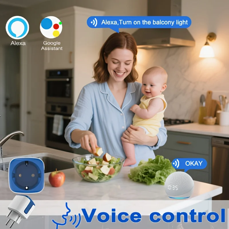 Sixwgh Tuya WiFi مقبس ذكي (16A/20A EU) جهاز تحكم عن بعد متنقل + مفتاح مؤقت يدعم إحصاءات البطارية ومساعد الصوت #6