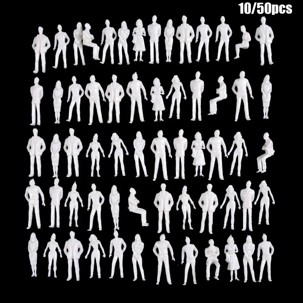 10/50Pcs ABS Plastic White Miniature People Figures Set 1:50/75/100/150/200 Scale Model DIY Character Mixed Pose Kids Toys