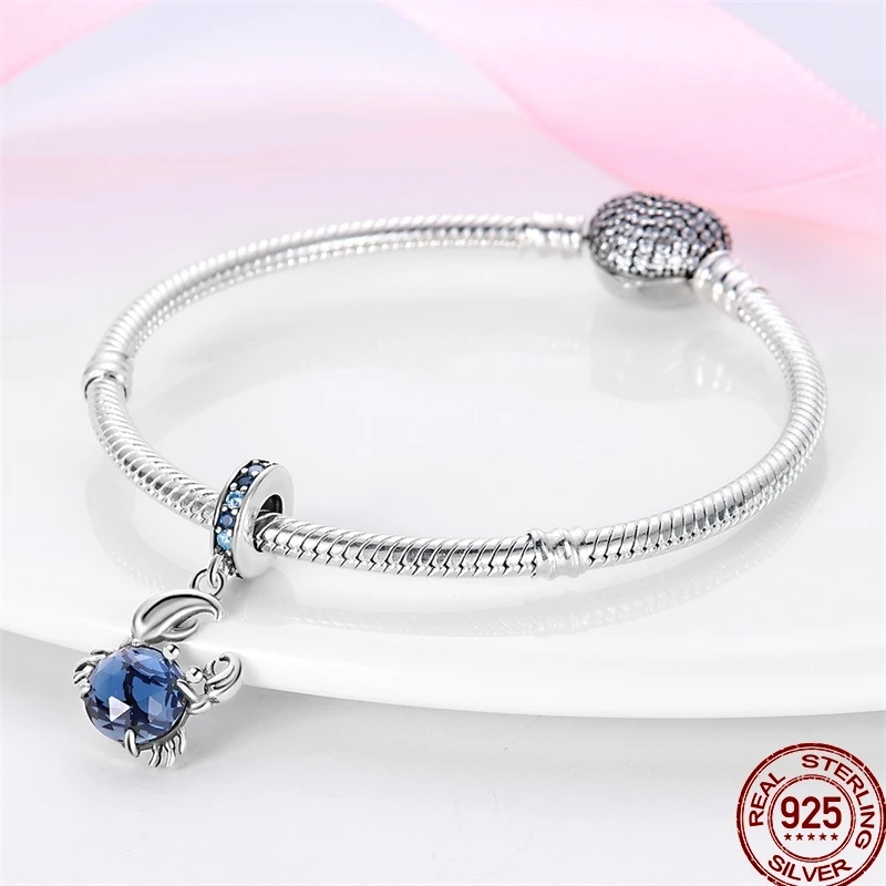 100% argento sterling 925 spiaggia sabbia granchio spiaggia oceano vacanza gioielli perline adatto braccialetto originale gioielli per le vacanze fai da te