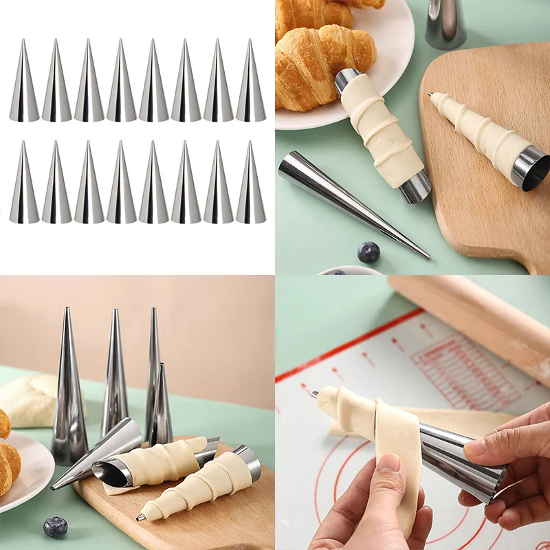 16Pcs Conical Tube Cone Roll Spiral Croissants Molds Cream Horn Pastry Mould Cookie Dessert Kitchen Baking Tools