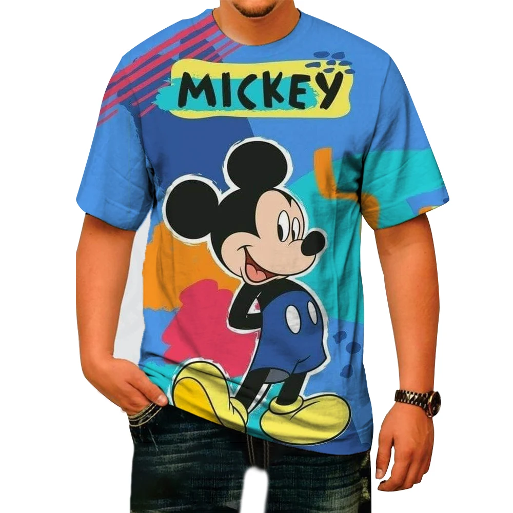 

Round Neck T-shirt men's Summer Disney Mickey Mouse Cartoon Animation 3D Printing men's short-sleeved Street Trend T-shirt Kids