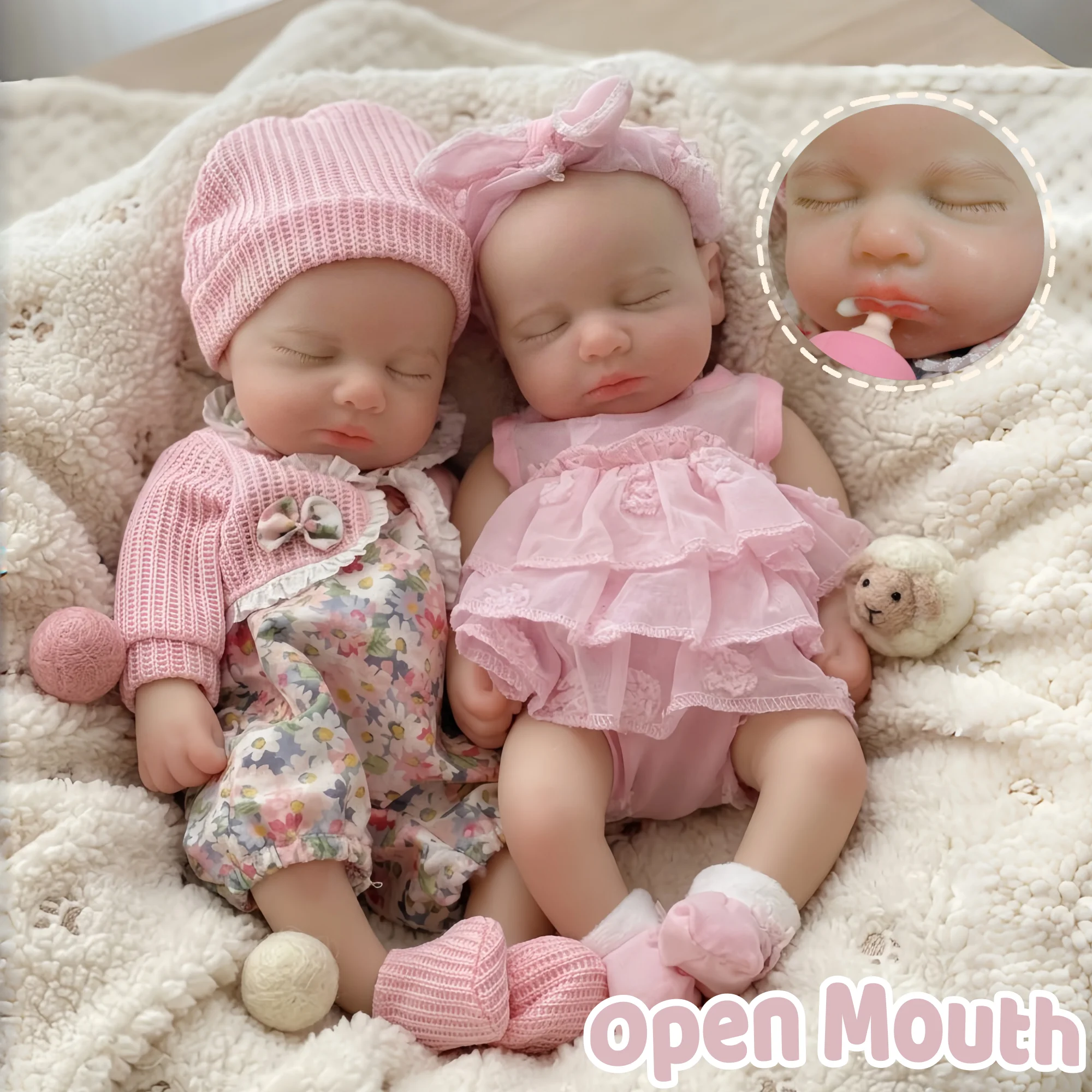 13Inch/33cm Open Mouth Painted Solid Silicone LouLou Bebe Reborn Girl Dolls Washable Newborn Dolls Perfect For Gift