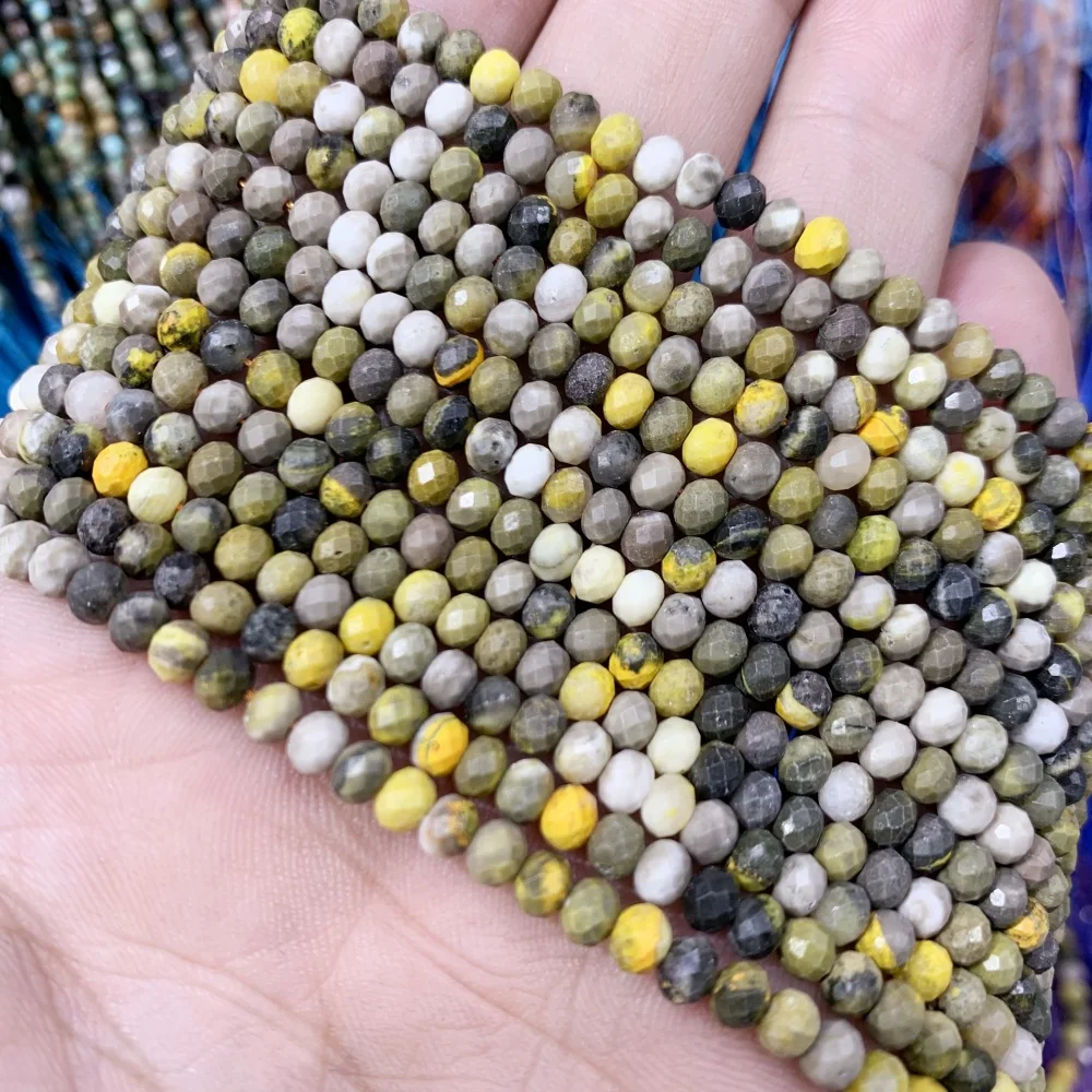 Natural Gemstone 3x4mm Faceted Colored Fluorite Ruby Zoisite Loose Beads Lepidolite DIY for Jewelry Making Necklace Bracelet