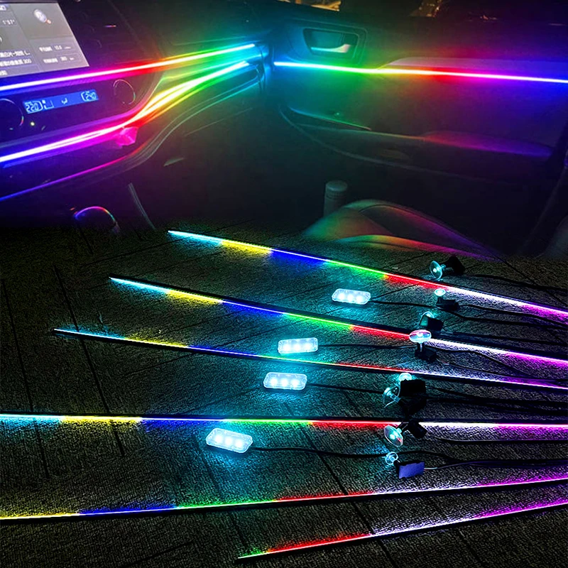 18 in 1   LED Symphony  3 kit normal  Car Ambient Lights Neon Acrylic Strip Backlight Decoration Atmosphere Lamp