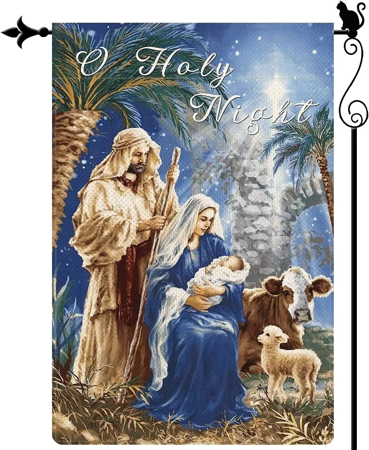 Gormcore O Holy Night Garden Flag Nativity Night Behold The Lamb of God Garden Flag Vertical Double Sided Rustic Farmland Burlap